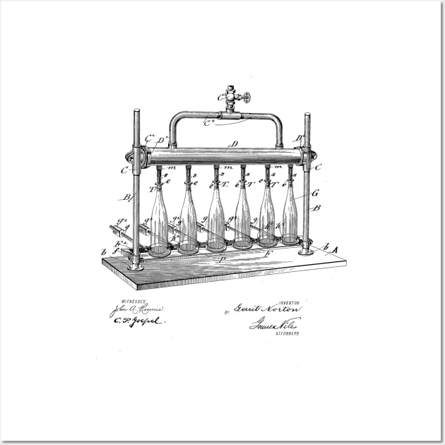 Bottle Filling Machine Vintage Patent Hand Drawing Wall Art by TheYoungDesigns